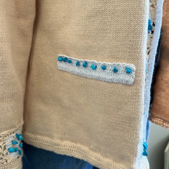 Storybook Knits Vintage Turquoise Crochet Cardigan - Picture 4 of 10